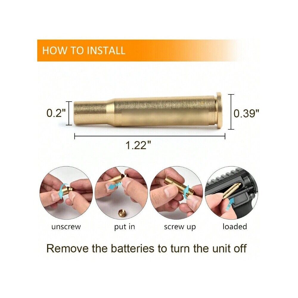 STONESKY CAL 38 Red Laser Bore Sight Boresight Shooting Training Tactical Brass Cartridge