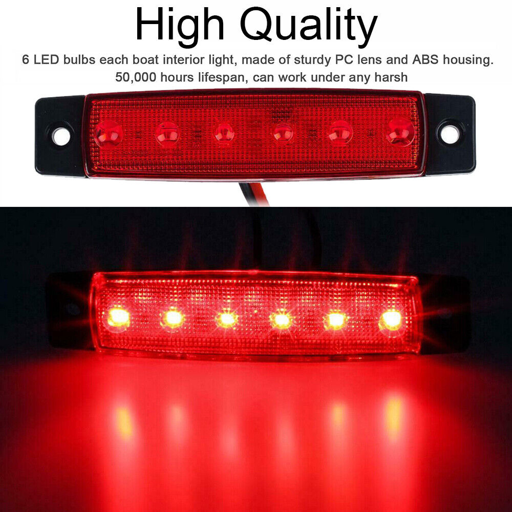 StoneSky 4Pcs Universal Red LED Marine Boat Cabin Lights Courtesy Light Deck Transom Lamp