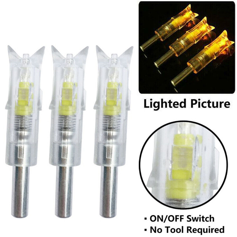 6PCS Yellow LED Lighted Nocks for Bolts 297-302 Crossbow Bolts ID 300''/7.62mm