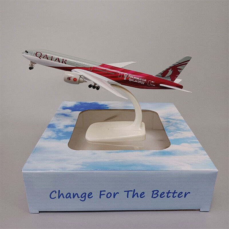 StoneSky Alloy Metal QATAR Airways Boeing B777 Airplane Model Plane Aircraft 20cm +Holder