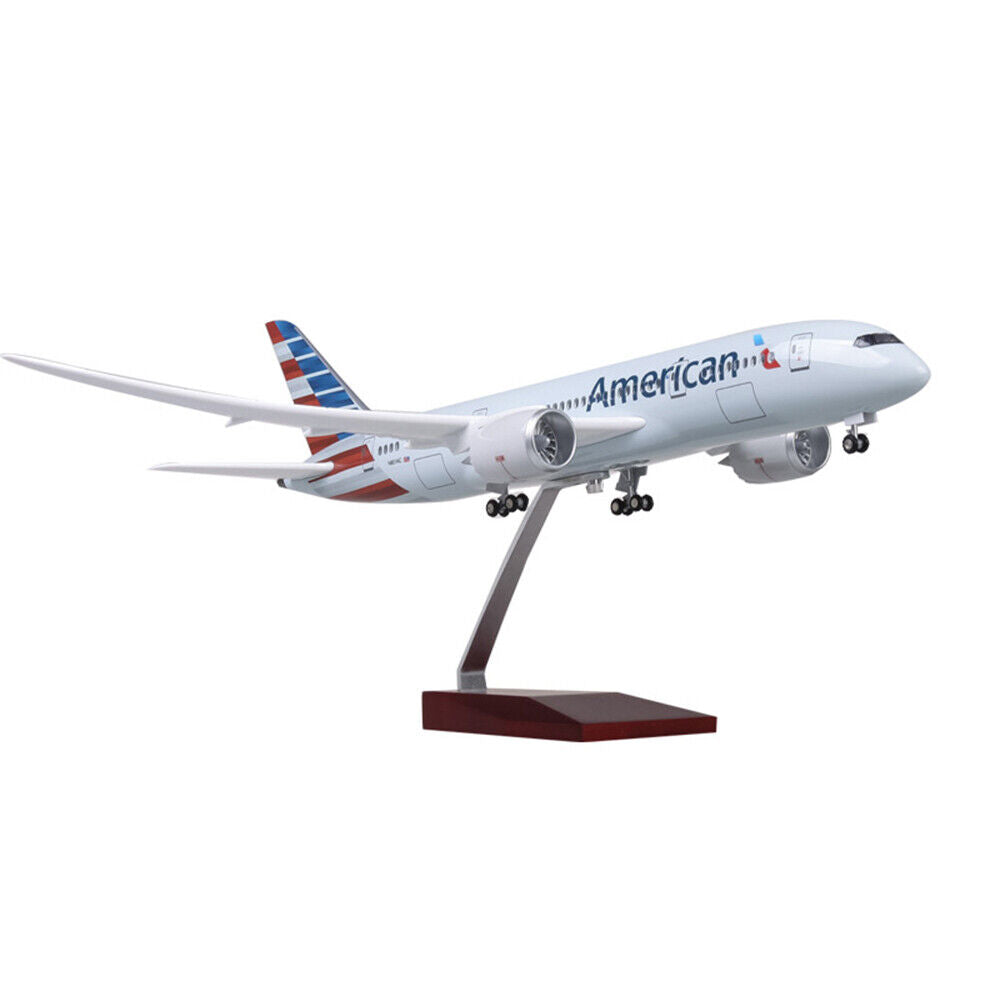 StoneSky 1:130 American Airlines Boeing 787 Airplane Model Ornament W/ LED Light Wheel