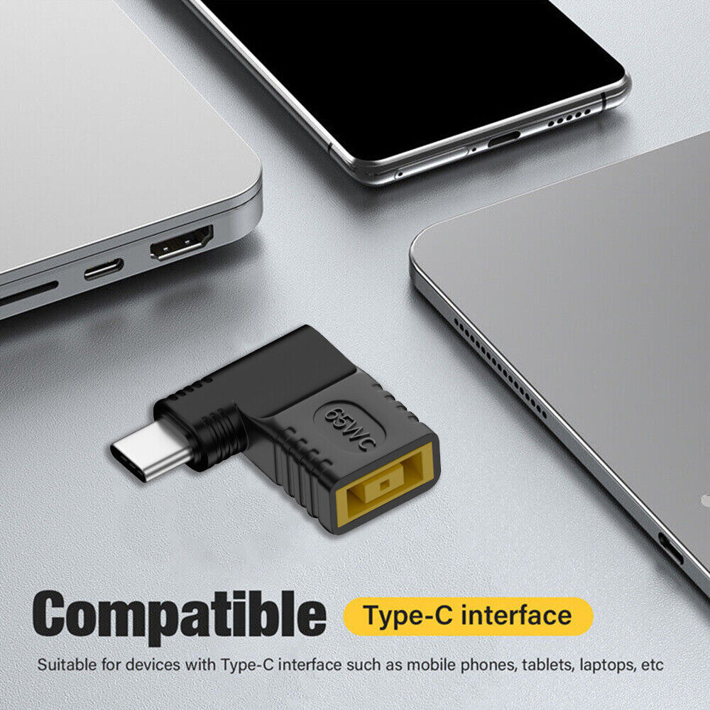 STONESKY 90 Degree 65W USB C Type C To  Slim Square Power Charger Adapter Converter