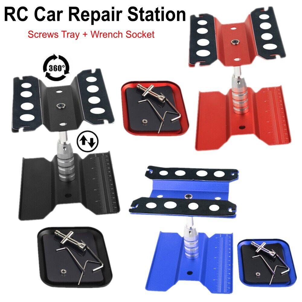 StoneSky Repair Station Work Stand w/Screw Tray Tool 360° Rotate Lift For 1/8 1/10 RC Car