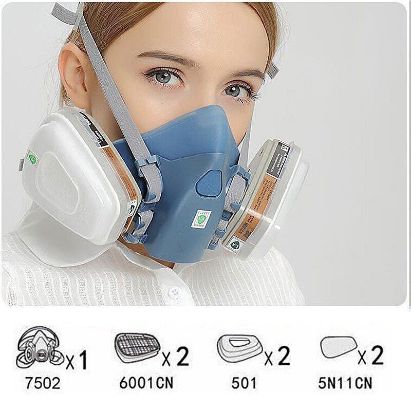 STONESKY 17 in 1 Half Face Gas Mask Spray Painting Facepiece Respirator Safety For 7502