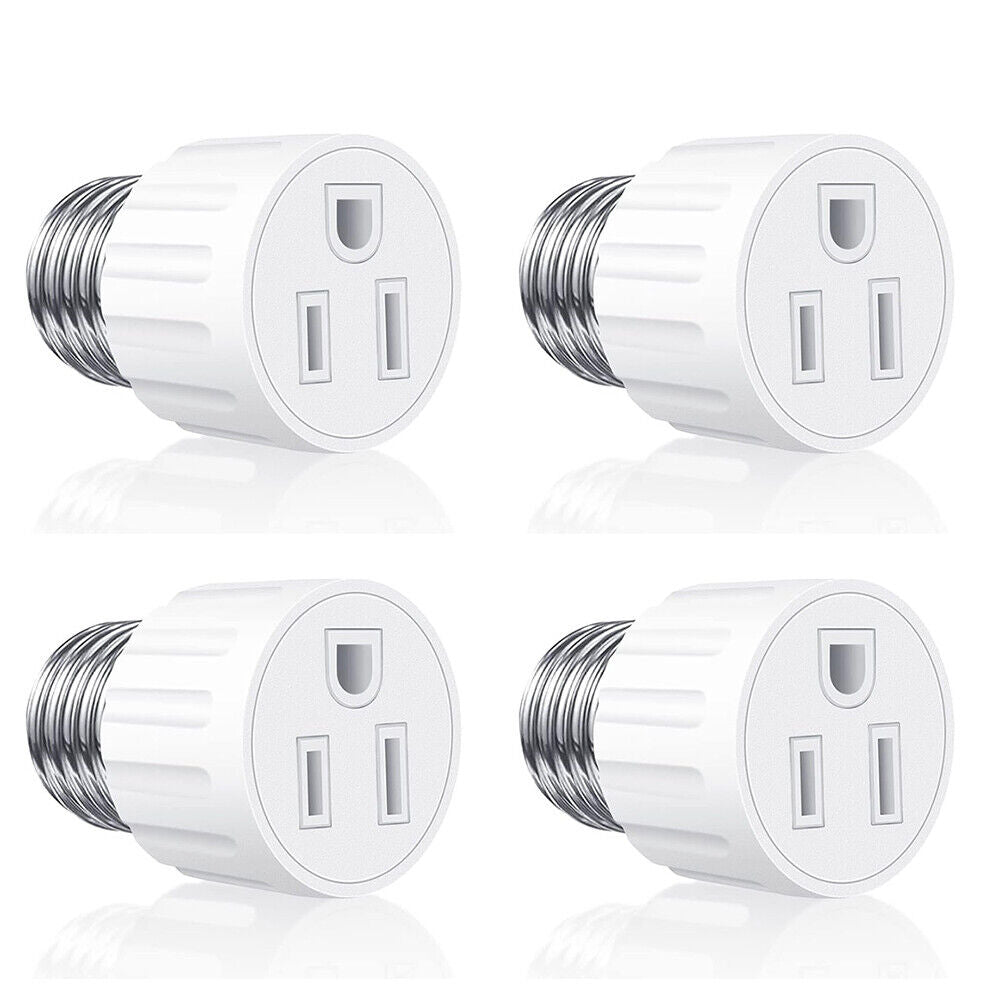 StoneSky 4 Pack E26/E27 Light Socket to Plug Adapter 2/3 Prong Light Bulb Outlet Adapter