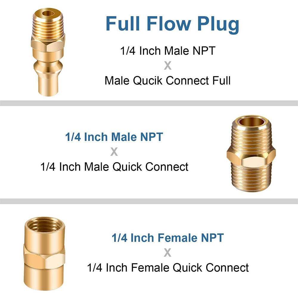 StoneSky 7Pcs RV Propane Quick Connect Fittings Adapter Valve Kit 3/8” Flare X 1/4” NP