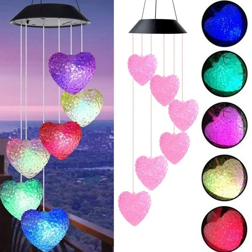 StoneSky Solar Wind Chimes Lights LED Color-changing Yard Garden Night Lights Decor Heart