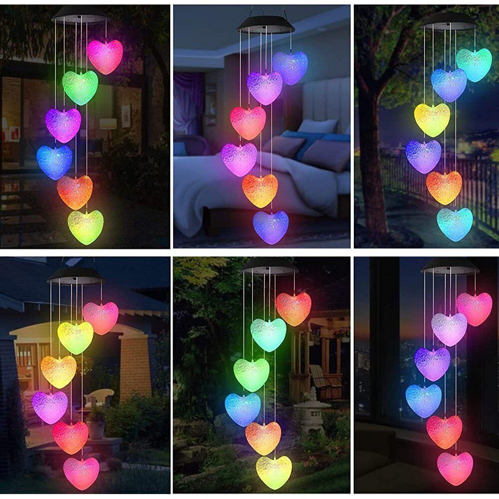 StoneSky Solar Wind Chimes Lights LED Color-changing Yard Garden Night Lights Decor Heart