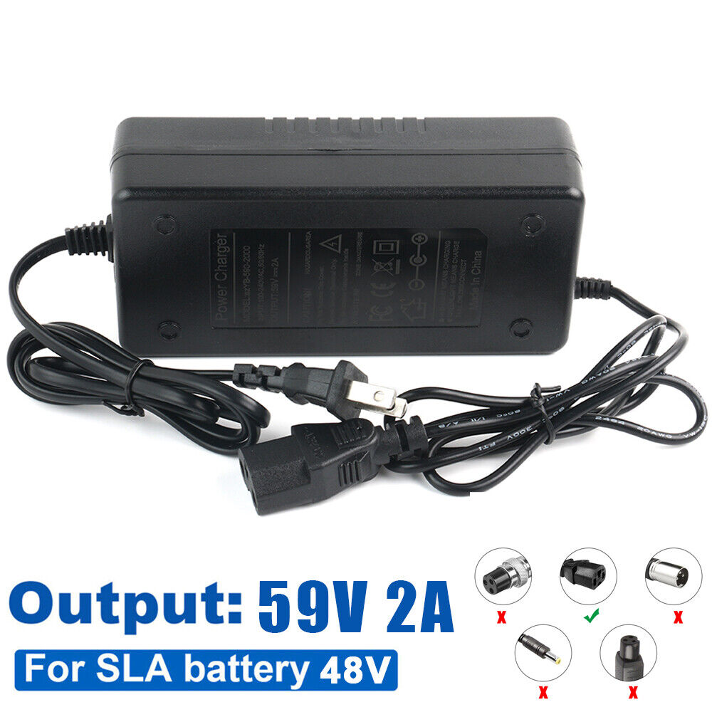 48V Fast Ebike Electric Scooter Lead-Acid Battery Charger 59V 2A T Plug Power