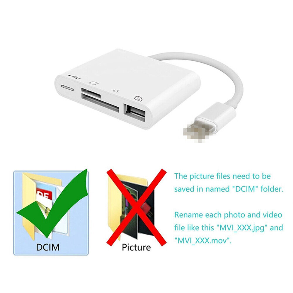 StoneSky Portable 4 in 1 USB Camera SD TF Card Reader Adapter For iPhone iPod iPad IOS 13