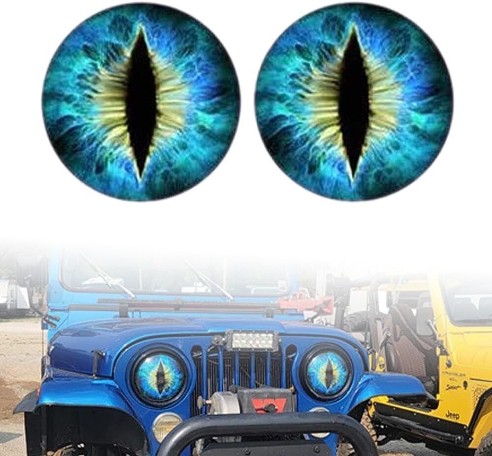 1 Pair Beast Eyes Headlight Decals 3D Stickers Eyeball Truck Car Headlight Decal