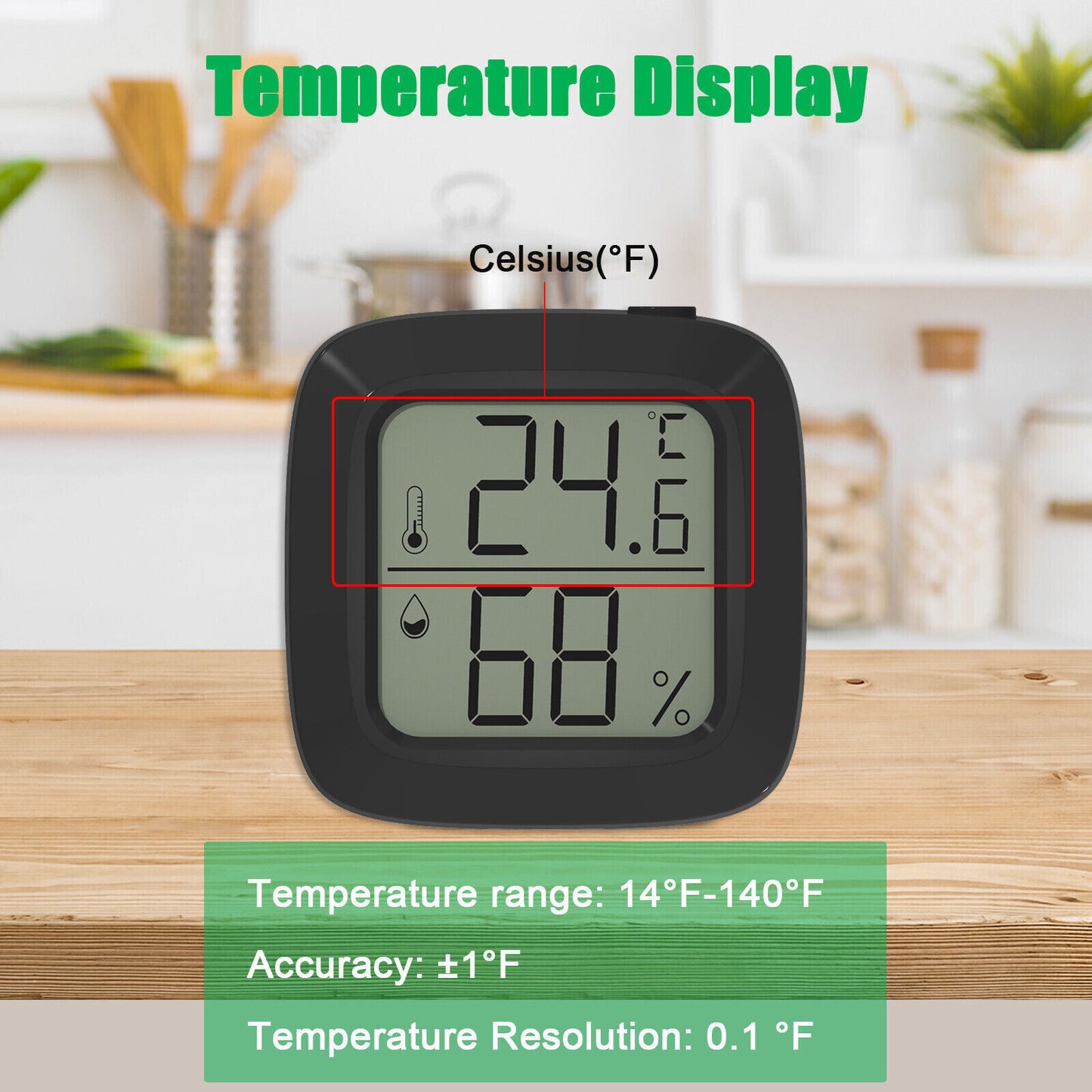 StoneSky US LCD Display Mini Thermometer Magnetic Hygrometer Temperature Humidity Meter