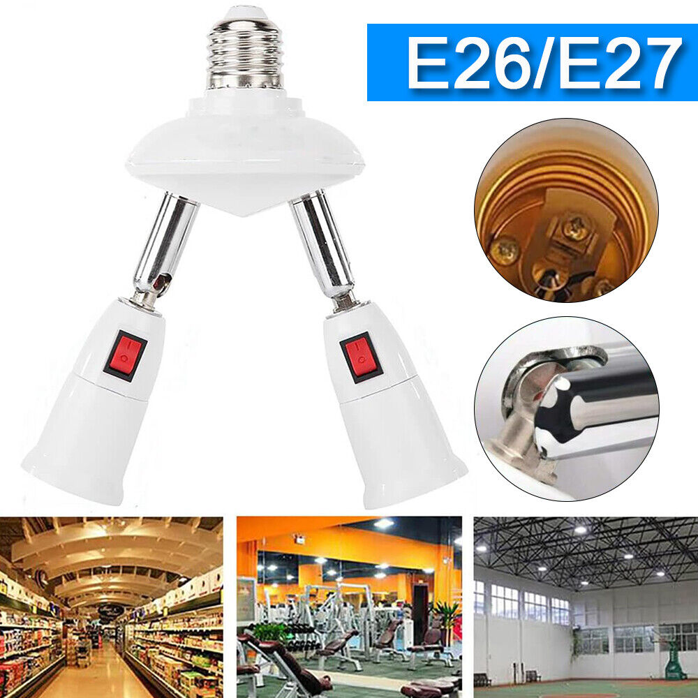 StoneSky E26/E27 Light Bulb Socket Splitter Adjustable Bulbs Socket Connector with Switch