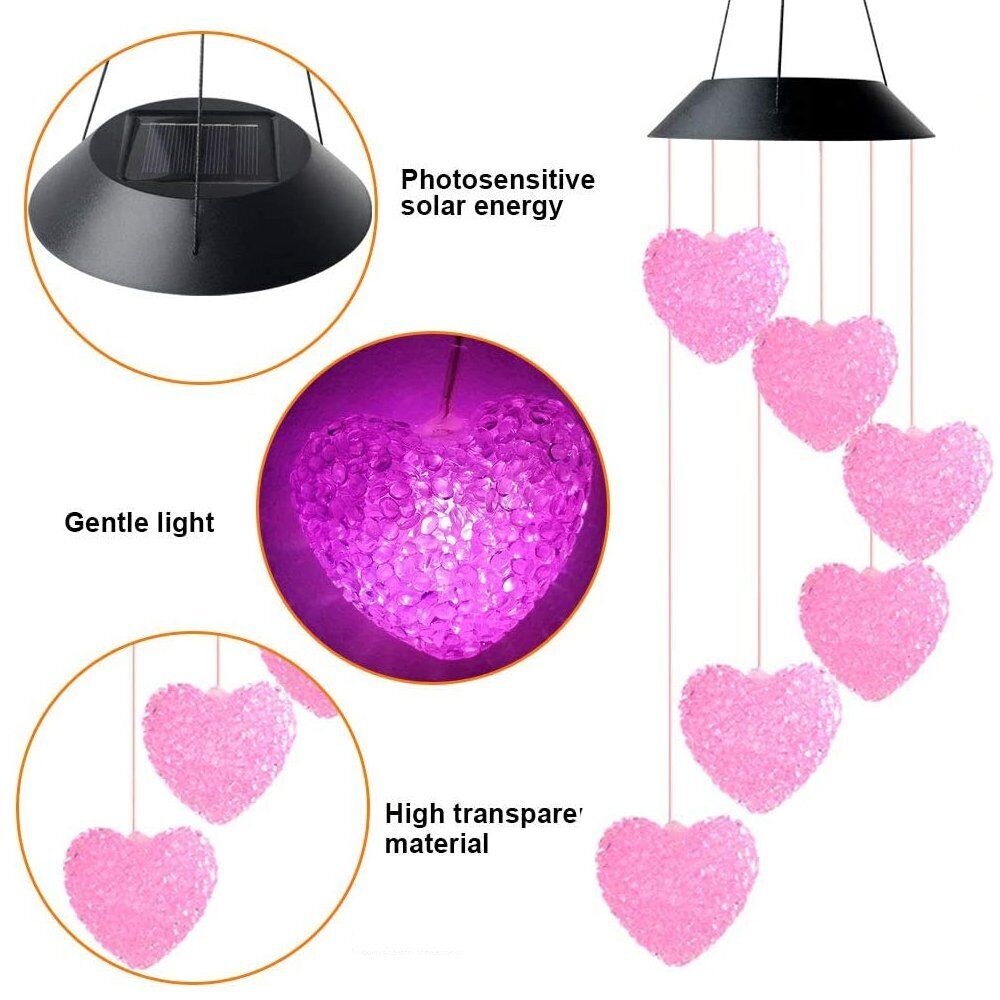 StoneSky Solar Wind Chimes Lights LED Color-changing Yard Garden Night Lights Decor Heart