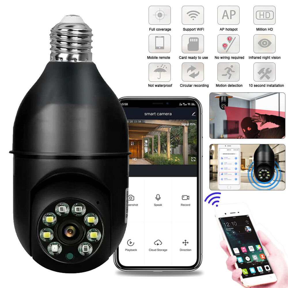 StoneSky 360° Panoramic Wireless WiFi IP Camera E27 Light Bulb 1080P HD Security Camera