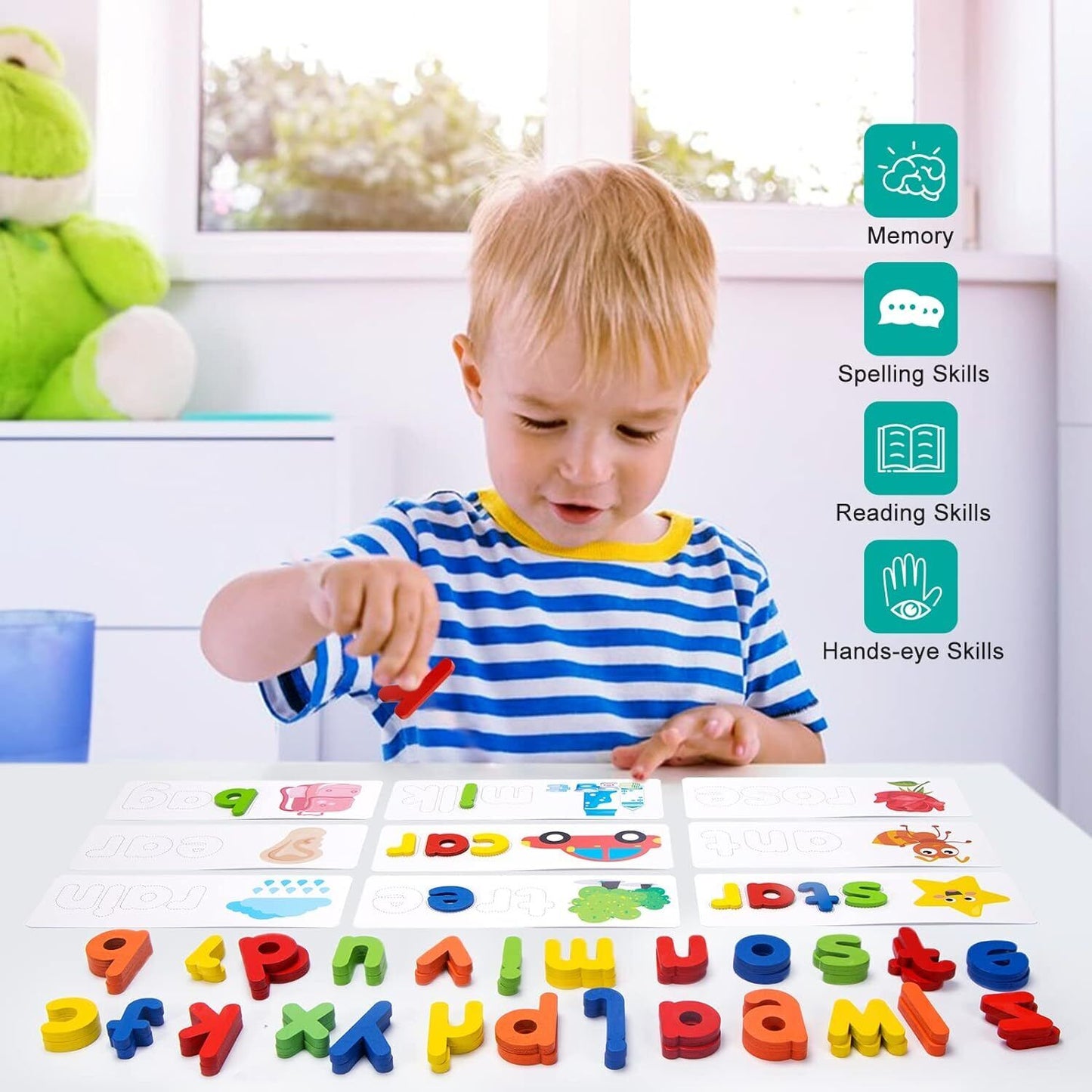 StoneSky See and Spelling Learning Toys for Kids Ages 3-12 Wooden Preschool Educational