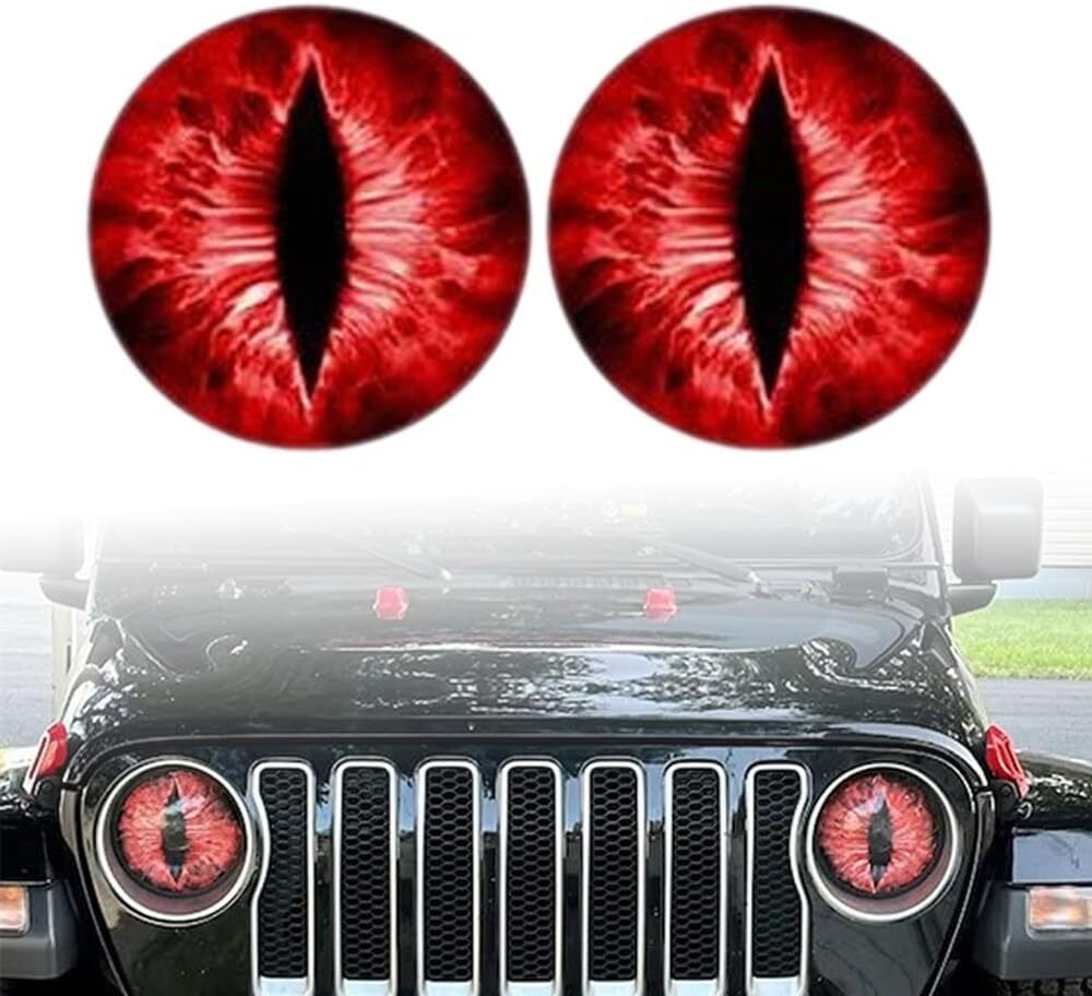 1 Pair Beast Eyes Headlight Decals 3D Stickers Eyeball Truck Car Headlight Decal