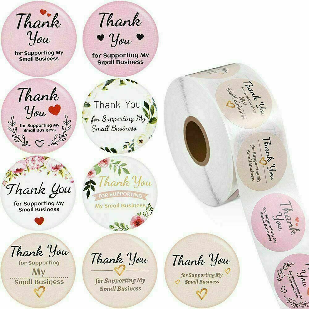 500Pcs 1.5" Thank You For Supporting Small Business Stickers Labels Gift Labels