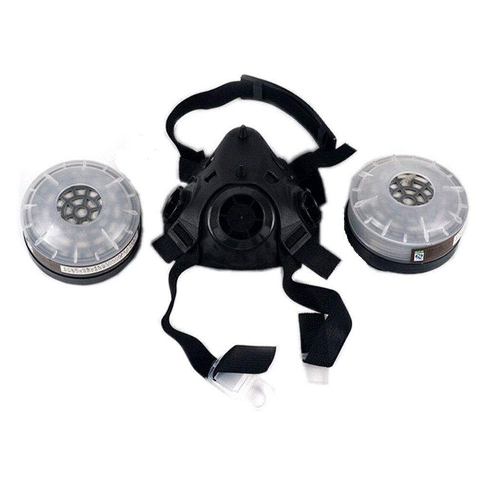 StoneSky Half Face Gas Mask Dual Filter Cartridge Work Safety Chemical Respirator Glasse