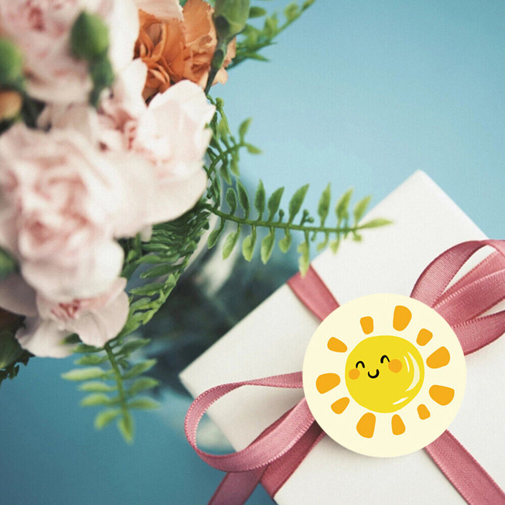 STONESKY 500Pcs 1" Thank You Stickers 4 Design Round Sunshine Smile Label Stickers Roll