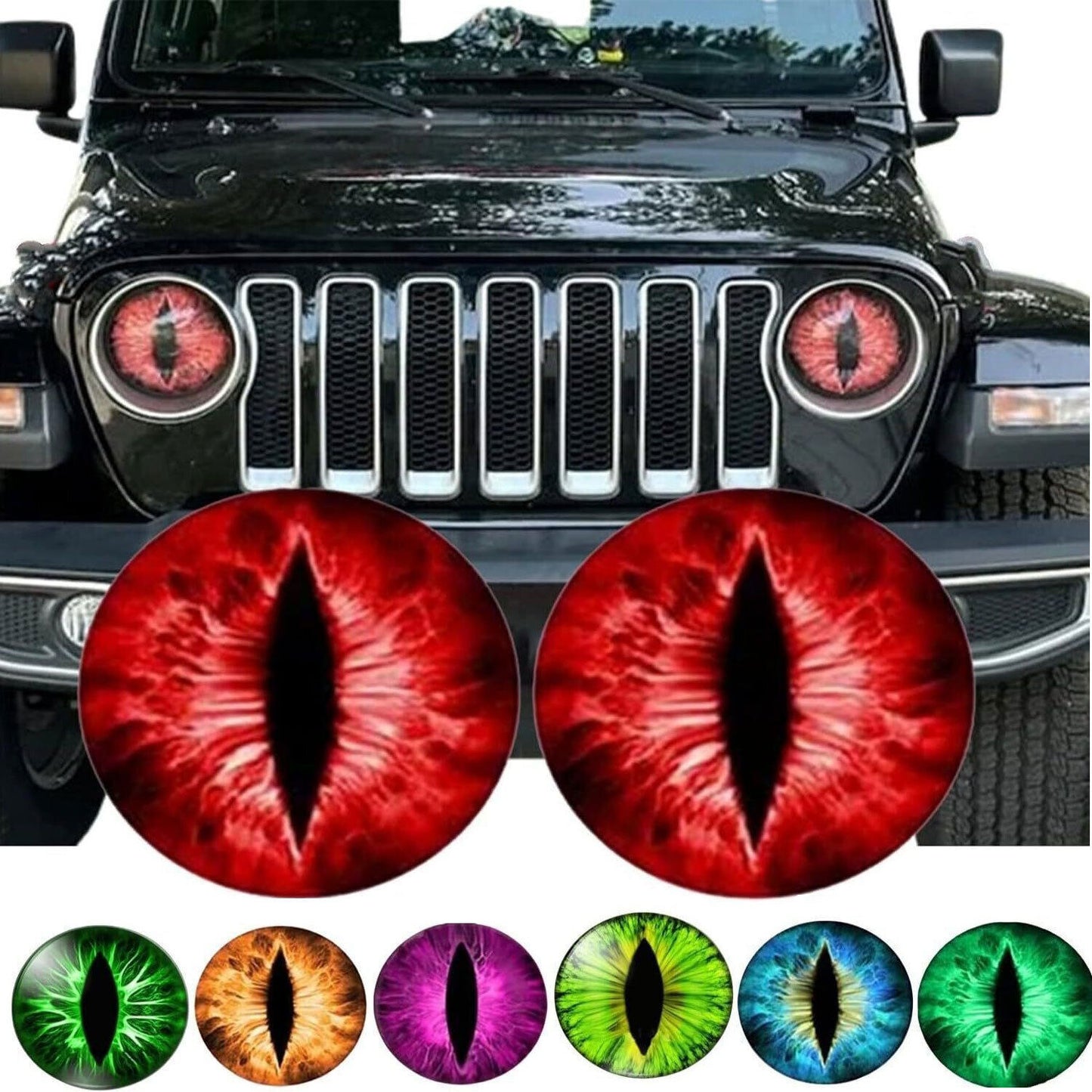 1 Pair Beast Eyes Headlight Decals 3D Stickers Eyeball Truck Car Headlight Decal