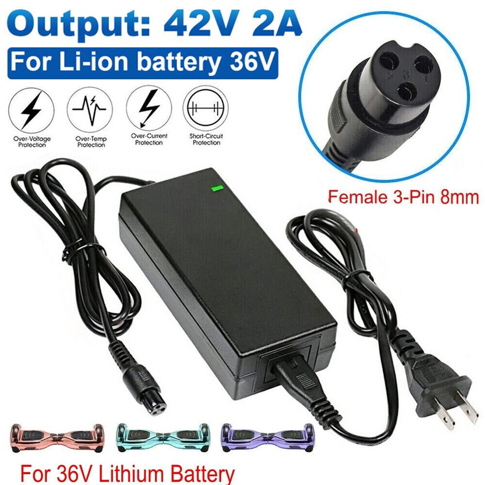 42V 3 Pin Charger for 36V Li-ion Battery Electric City Bike Scooter Bikes Ebike