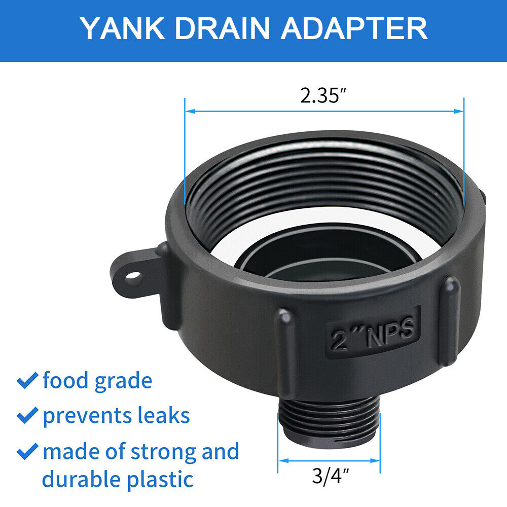 StoneSky 275/330 Gallon IBC Tote Water Tank Drain Adapter 2 NPT (NPS) Garden Hose 3/4"