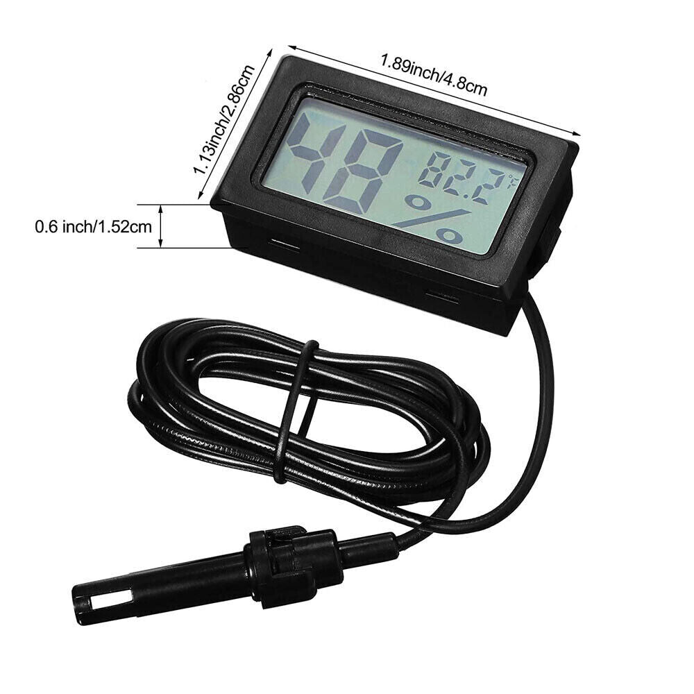 StoneSky 5Pcs LCD Digital Thermometer Hygrometer Aquarium Humidity Meter Gauge w/ Probe