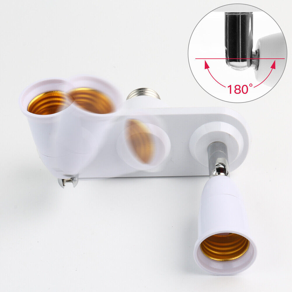 2 in 1 Light Socket Splitter E26 E27 Adapter Converter Horizontal 360°Adjustable