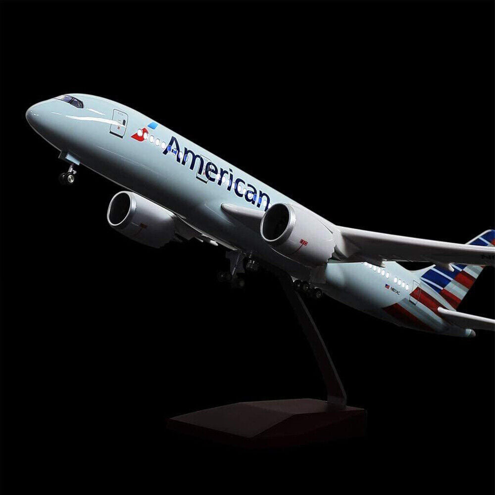 StoneSky 1:130 American Airlines Boeing 787 Airplane Model Ornament W/ LED Light Wheel