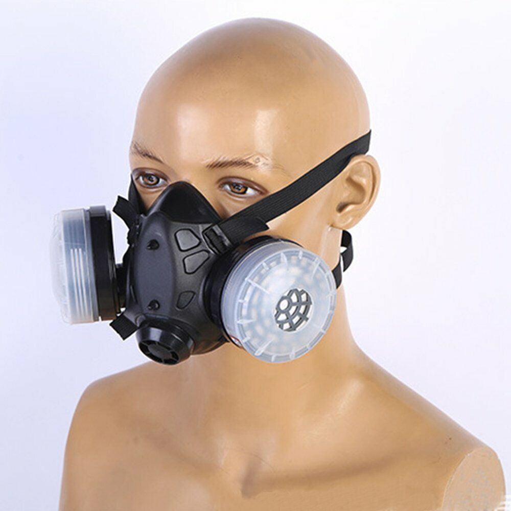 STONESKY Half Face Gas Mask Dual Filter Safety Chemical Cartridge Work Respirator Glasse