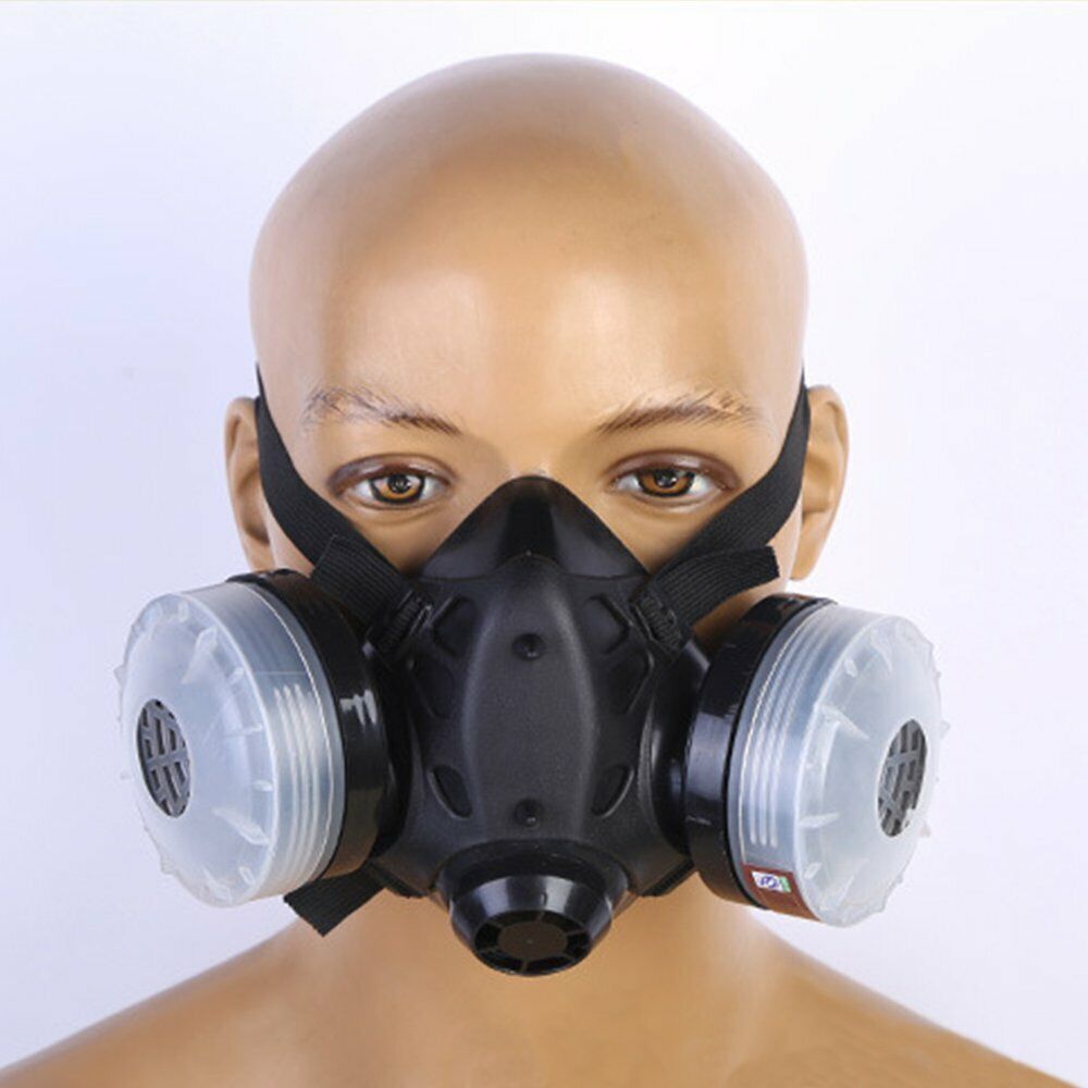 STONESKY Half Face Gas Mask Dual Filter Safety Chemical Cartridge Work Respirator Glasse