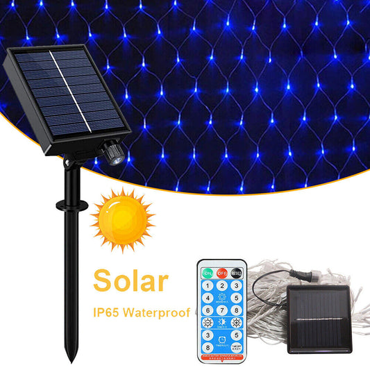 STONESKY 96 LED Solar Net Mesh Curtain Lights Outdoor Fairy String Light Christmas Decor