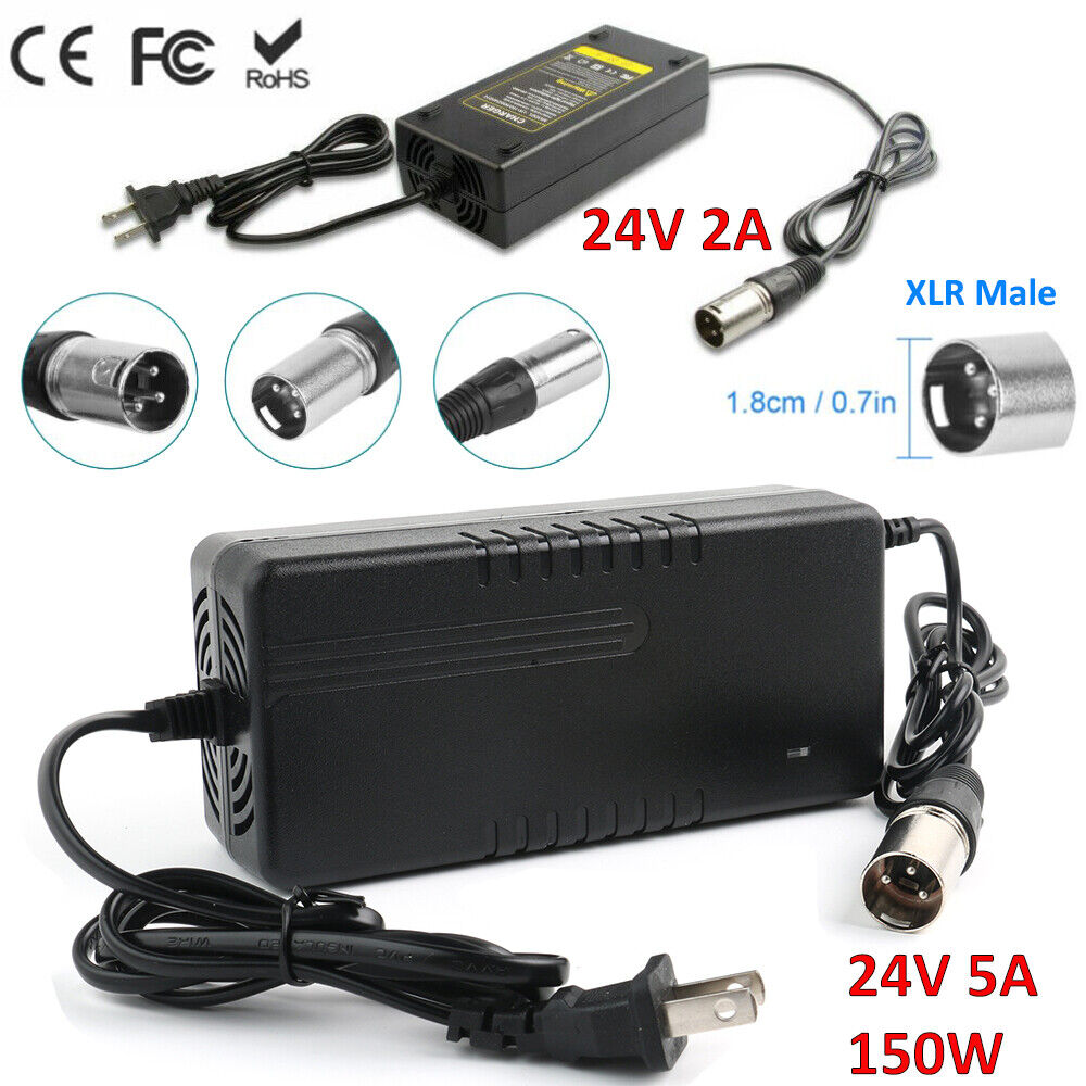 StoneSky 24V 2A-5A XLR Battery Charger for Mobility Pride Scooter Electric Wheelchair