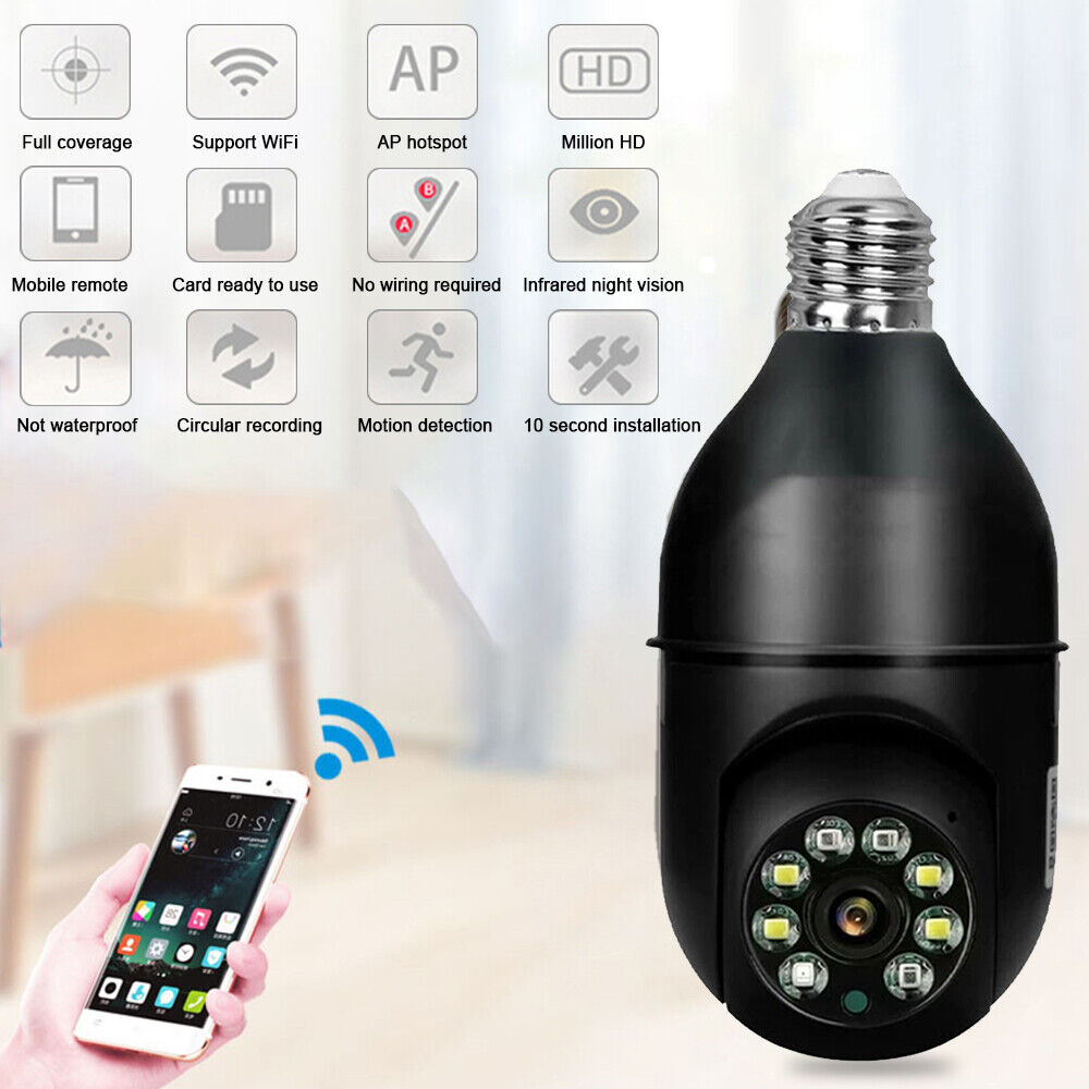 StoneSky 360° Panoramic Wireless WiFi IP Camera E27 Light Bulb 1080P HD Security Camera