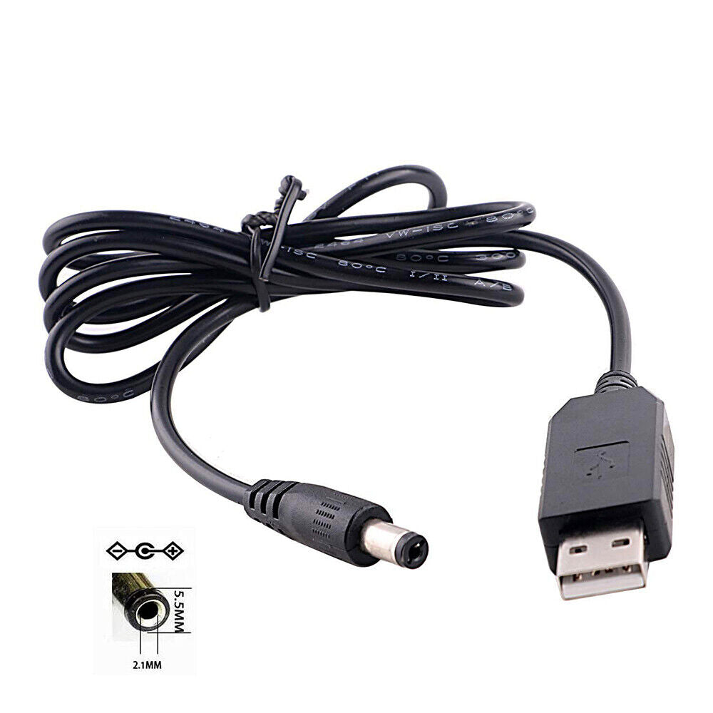 StoneSky DC 5V To 12V Power Supply USB to 5.5 x 2.1mm Jack Plug Charger Cable With 8 Tips