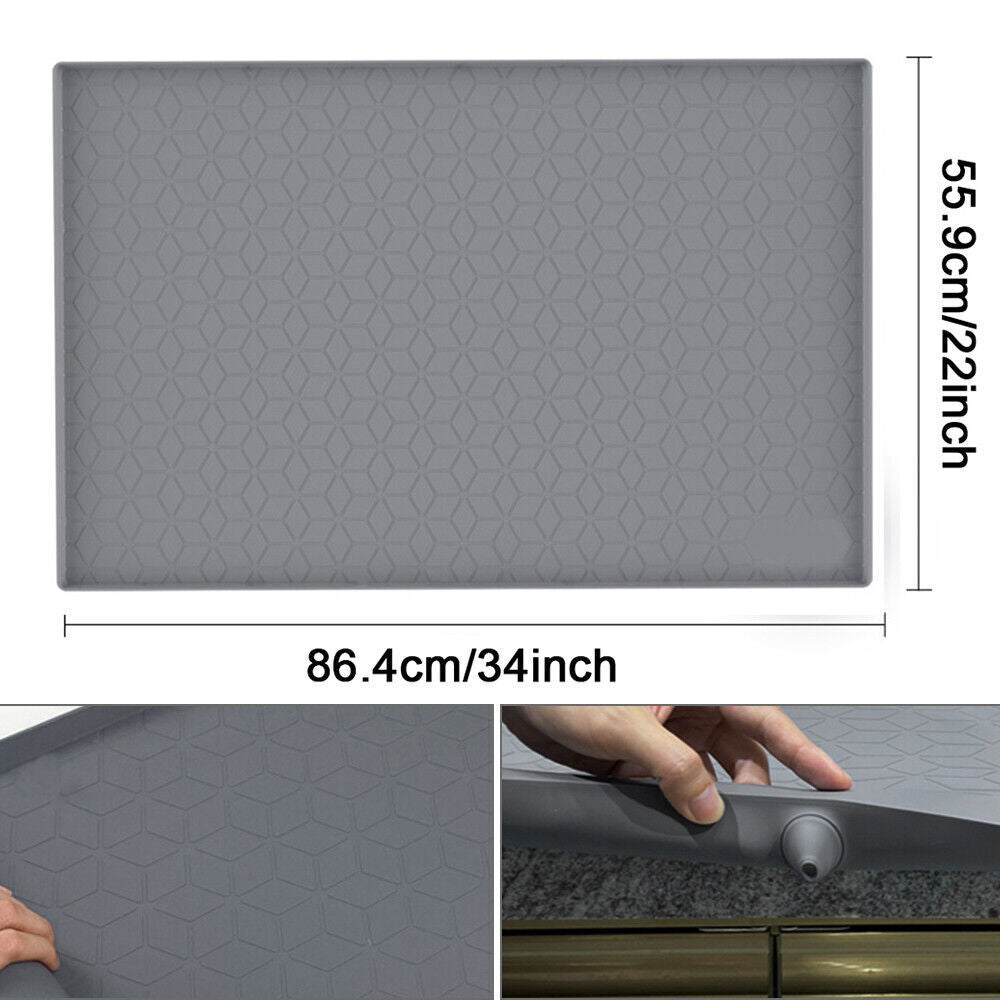 StoneSky 34" x 22" Under Sink Mats Kitchen Silicone Under Sink Liner Silicone Cabinet Mat