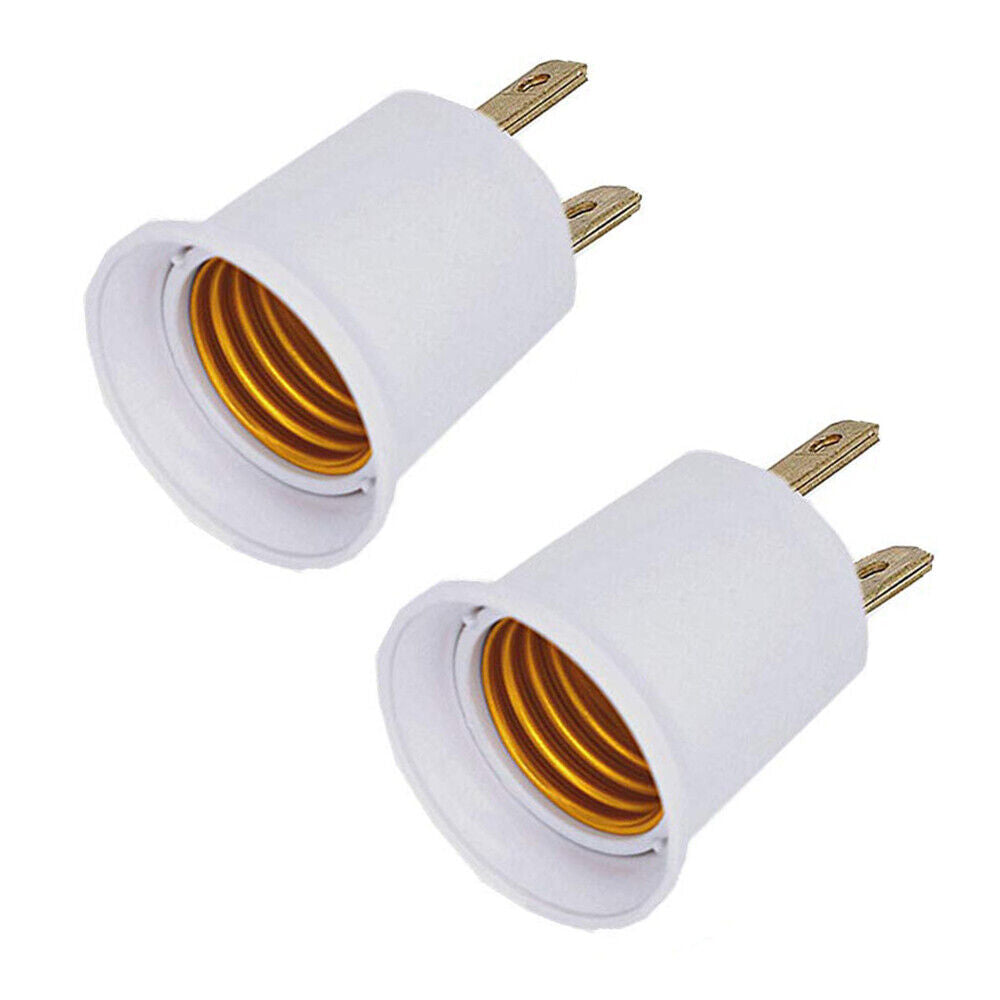 StoneSky 2Pcs E26/E27 Light Socket to Plug Adapter 2 Prong Light Bulb Outlet Adapter