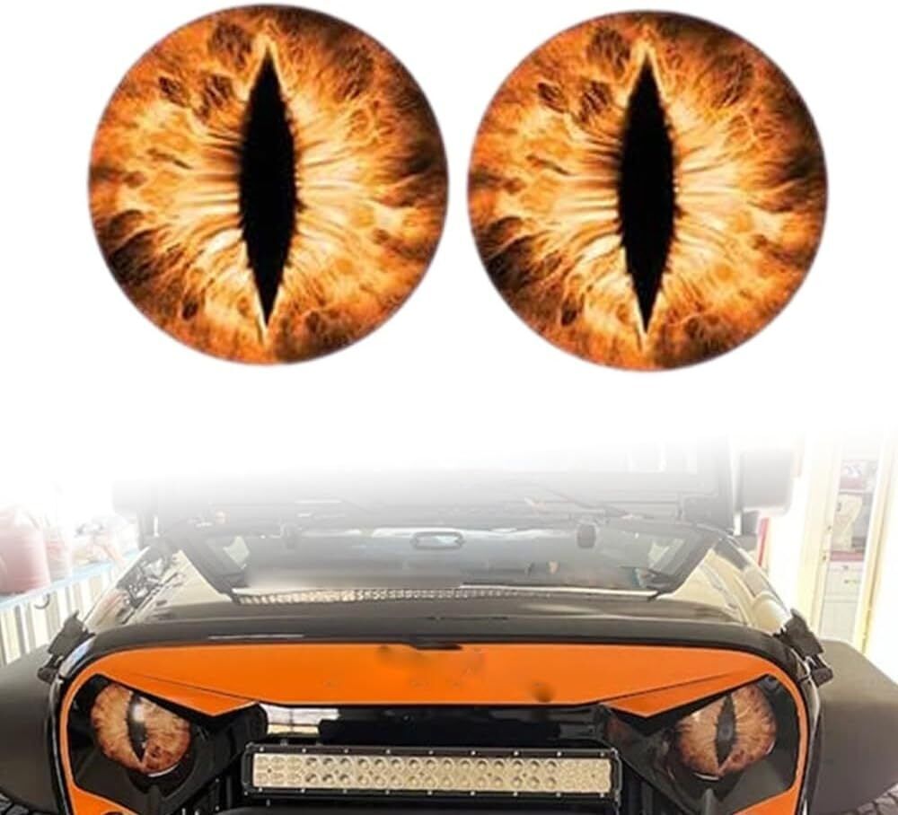 1 Pair Beast Eyes Headlight Decals 3D Stickers Eyeball Truck Car Headlight Decal