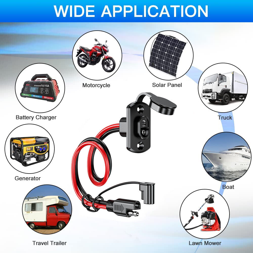 StoneSky 1FT SAE Quick Connector Harness 12AWG SAE Extension Cord Plug For Solar Panel