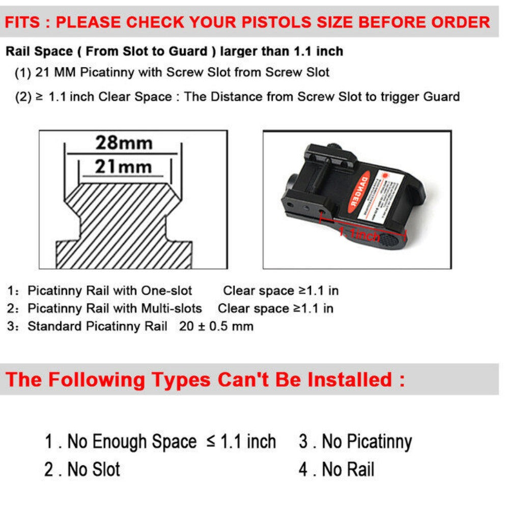 STONESKY Red Laser Sight USB Rechargeable for  17 19 34 Taurus G2 G3 Sig Sauer P226