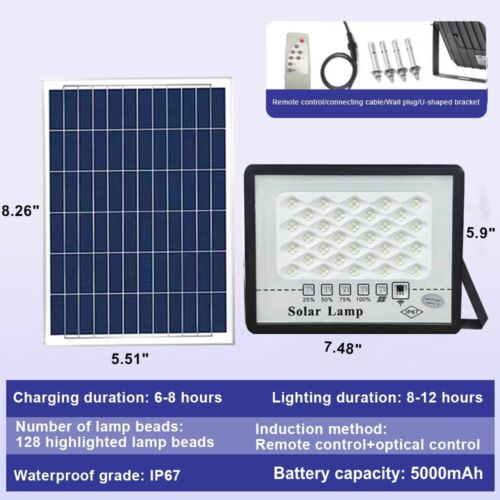 StoneSky Outdoor Waterproof Flood Light Solar Dusk Dawn LED Road Lamp+Solar Panel+Remote