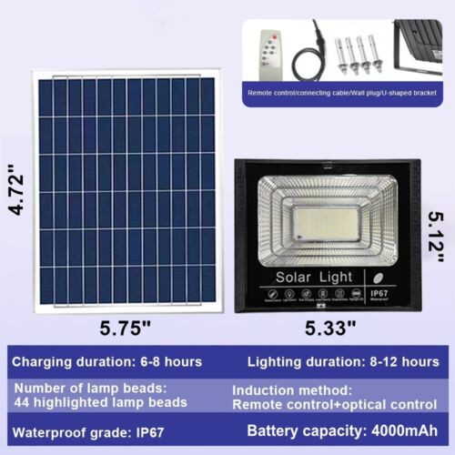 StoneSky Outdoor Waterproof Flood Light Solar Dusk Dawn LED Road Lamp+Solar Panel+Remote