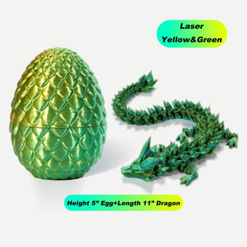 3D Printed Dragon in Egg Articulated Dragon Crystal Dragon Fidget Toy Desk Decor