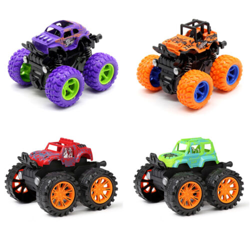 StoneSky Kids Boys Inertia Car Toys 4 Pcs/Set Monster Truck 360 Rotation Friction Powered