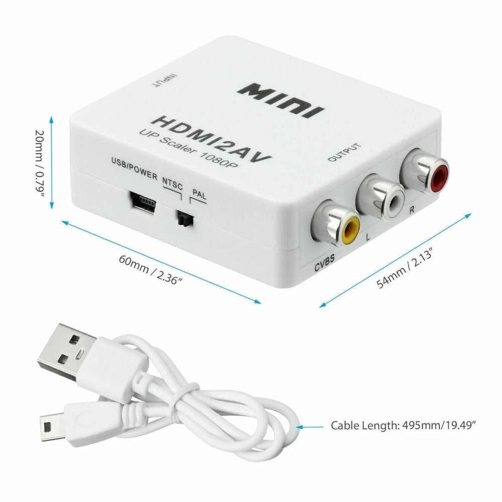 StoneSky HDMI2AV Mini Converter HDMI To AV Adapter HDMI to RCA 1080P HD Video Audio