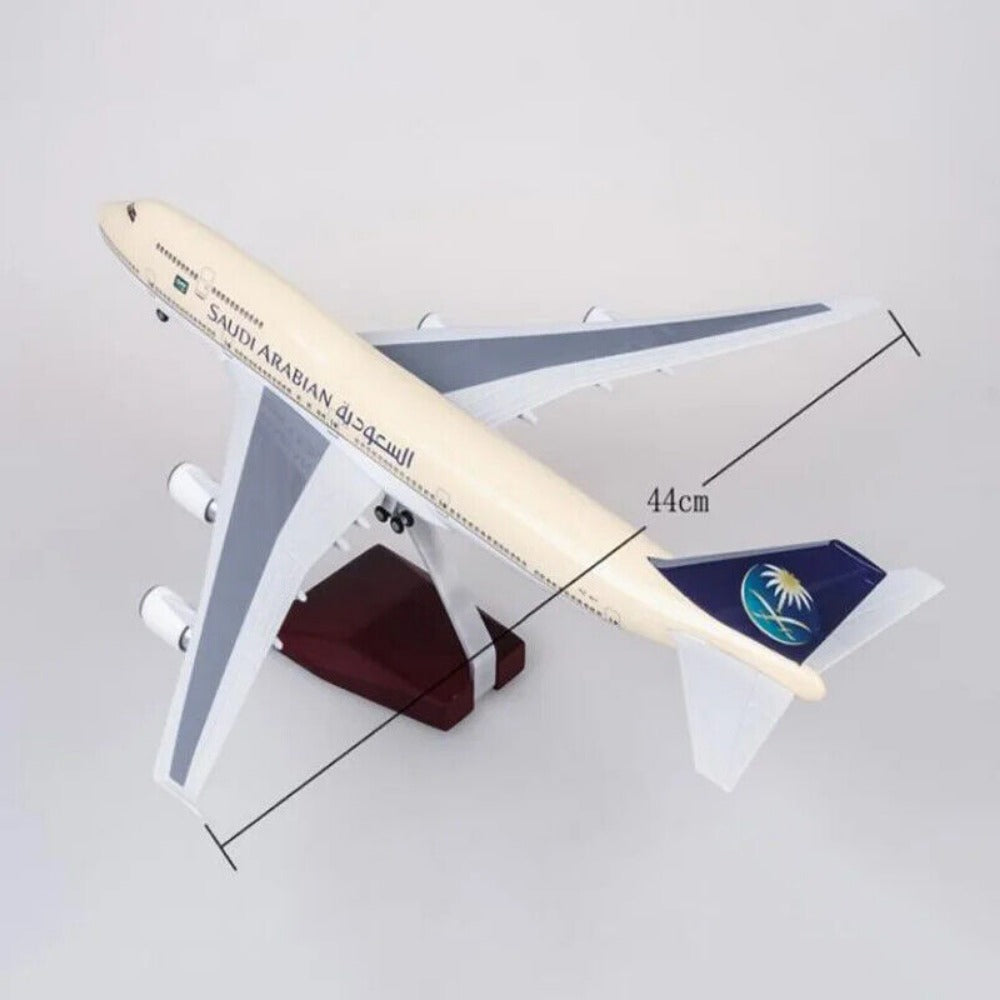 STONESKY 1/150 Saudi Arabia Airline Boeing B747 Airplane Model Resin With Voice LED Light