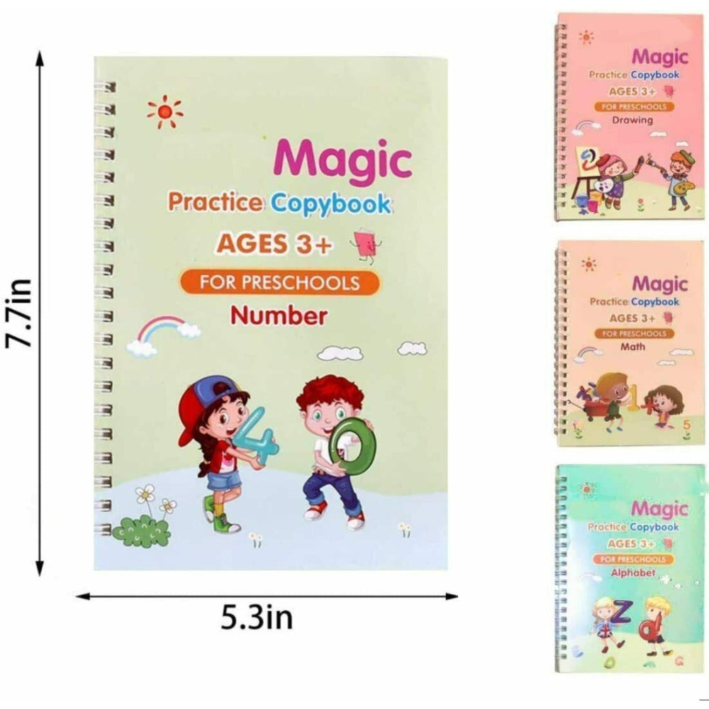 StoneSky 11/23Pc Magic Practice Copybook Number Book Set Writing Preschooler Pen Reusable