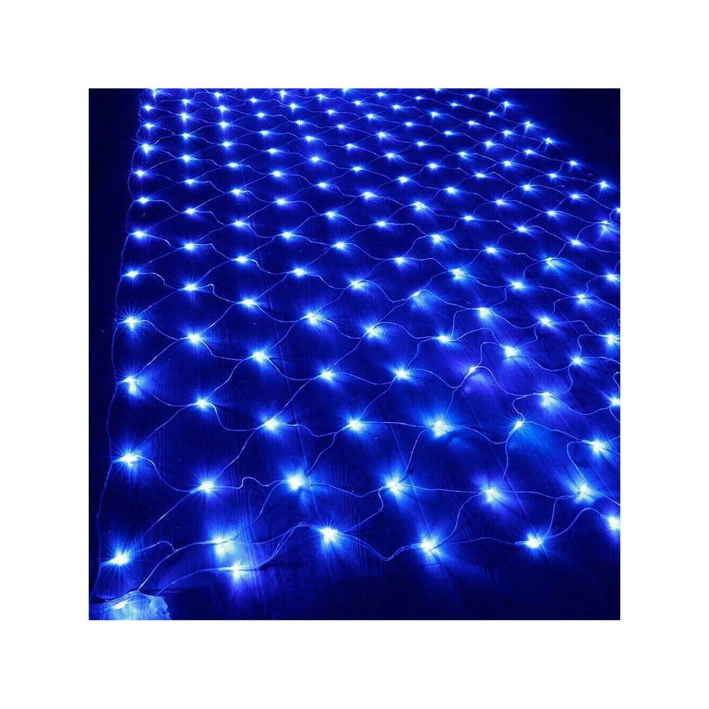 STONESKY Blue Light Solar Powered Outdoor Christmas Net Lights 200 LED Mesh String Lights