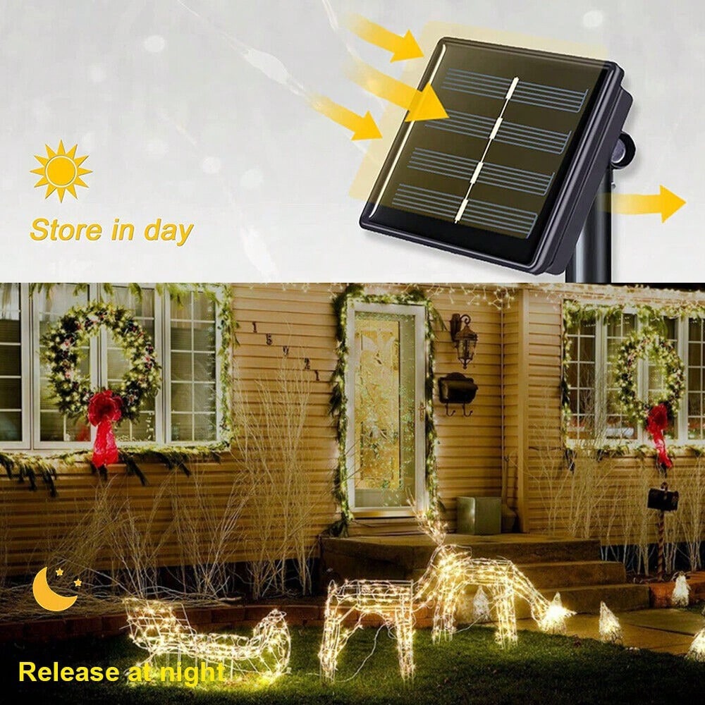 STONESKY 200 LED Solar String Cooper Wire Fairy Lights 8 Modes Outdoor Yard Patio Decor